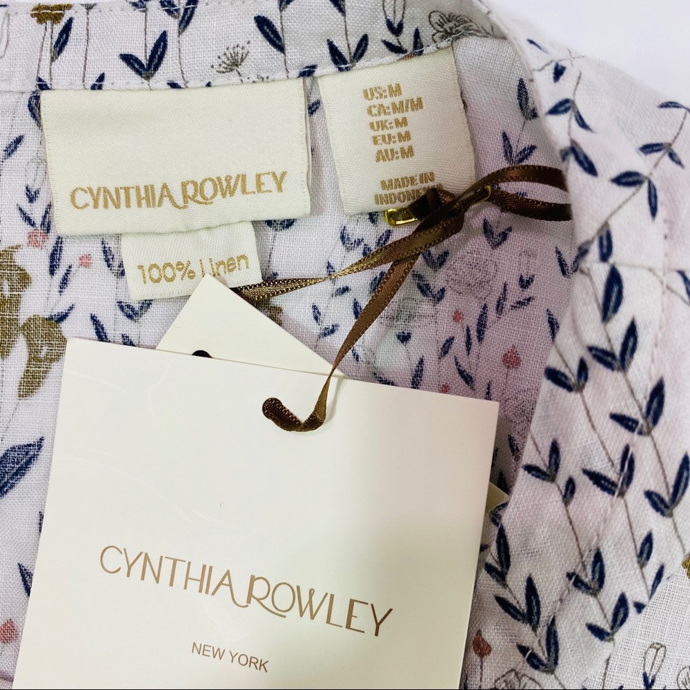 Cynthia Rowley 100% Linen Boho Floral Print Button-back Boxy Blouse Top - Picture 6 of 6